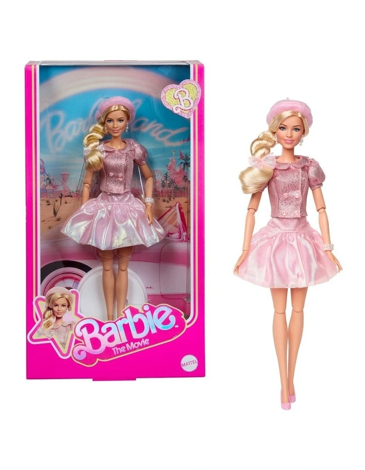 The Movie Margot Robbie As Barbie Wearing Pink Blouse & Skirt Set Doll image 1