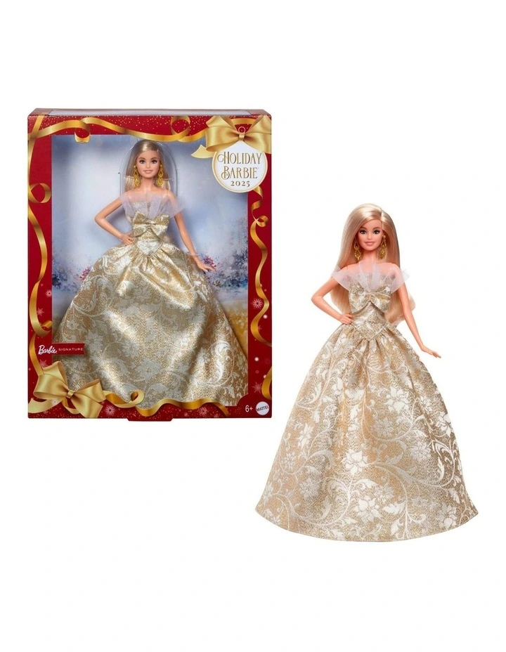 2025 Holiday Barbie Blonde with Silver & Gold Gown Doll image 1