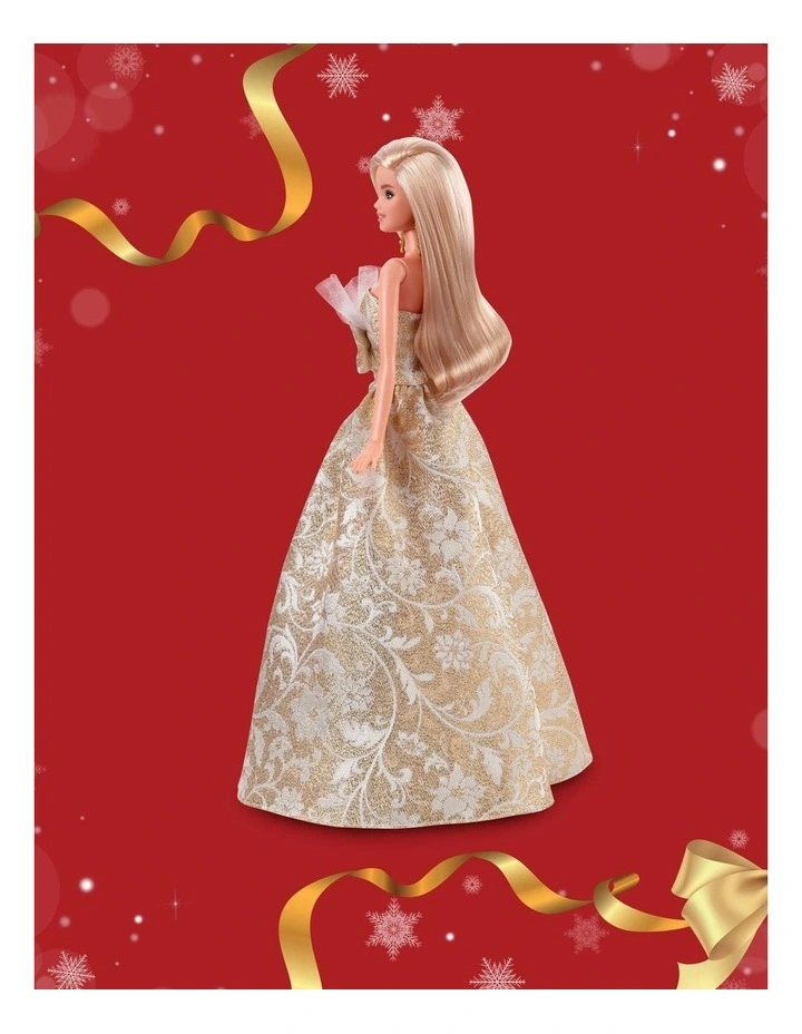 2025 Holiday Barbie Blonde with Silver & Gold Gown Doll image 5