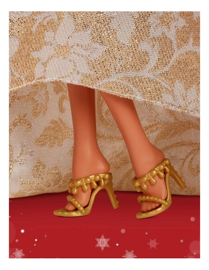 2025 Holiday Barbie Dark Brown Hair with Silver & Gold Gown Doll image 4