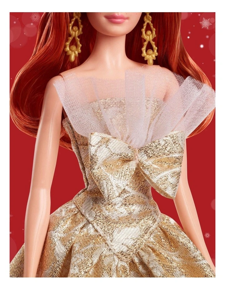 2025 Holiday Barbie Red Hair with Silver & Gold Gown Doll image 3