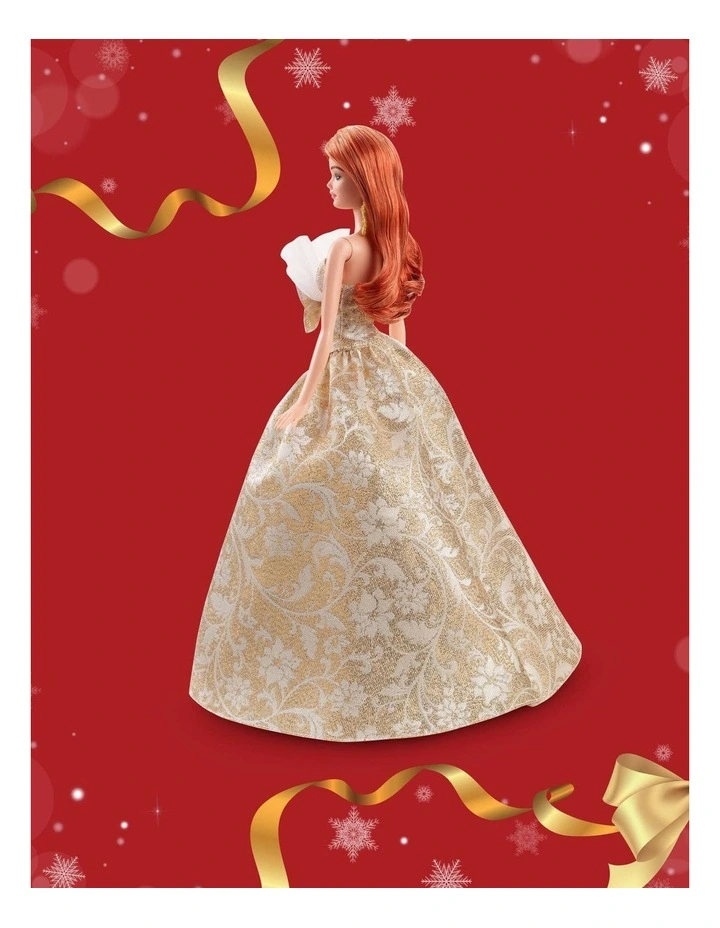 2025 Holiday Barbie Red Hair with Silver & Gold Gown Doll image 5