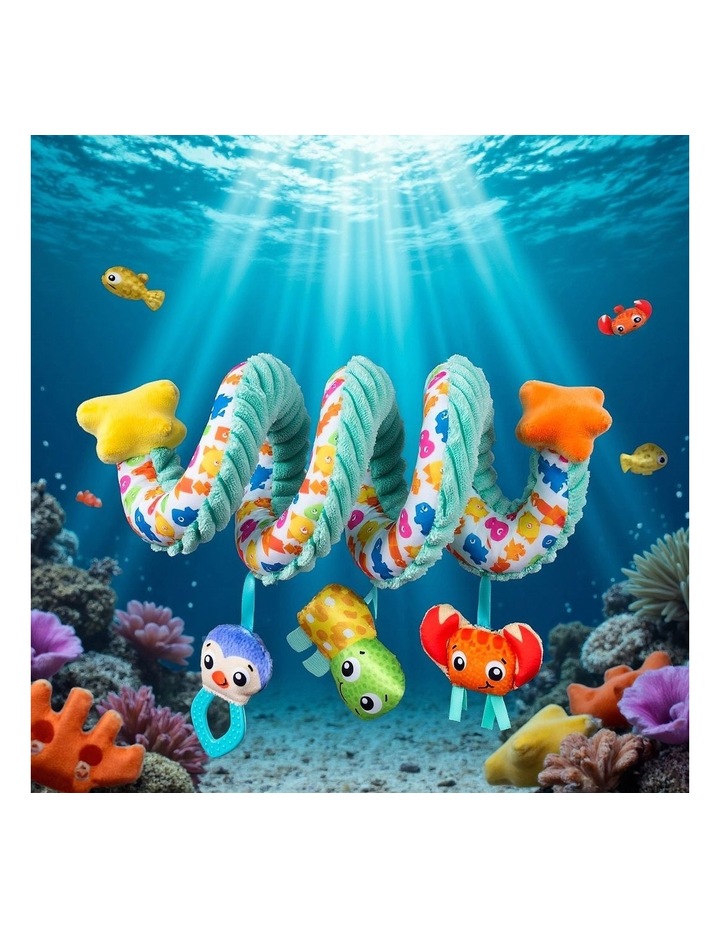 Playgro Ocean Wonders Twirly Whirly Whirly, spirale d'activité pour poussette, siège auto et landeau, dès mois, thème de la mer, cadeau naisssance