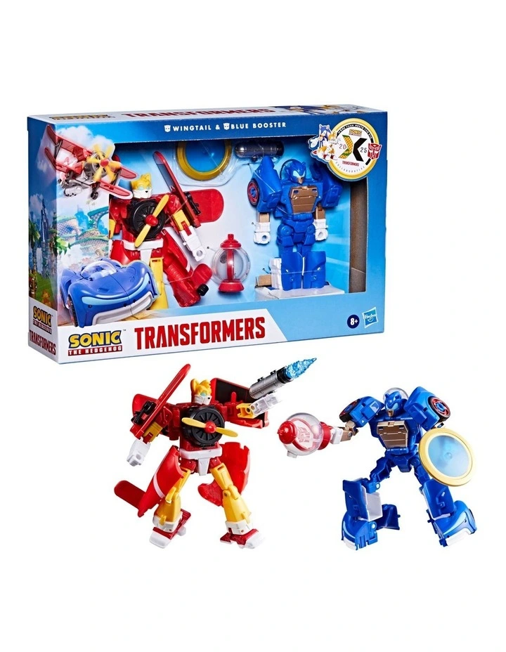 Transformers Collaborative Sonic the Hedgehog x Transformers Wingtail and Blue Booster Action Figures image 3