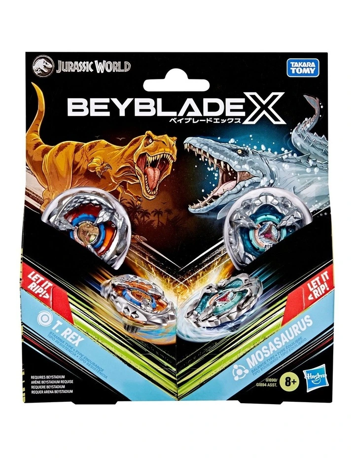 Jurassic World X Beyblade Collab T. Rex vs. Mosasaurus Toy image 1