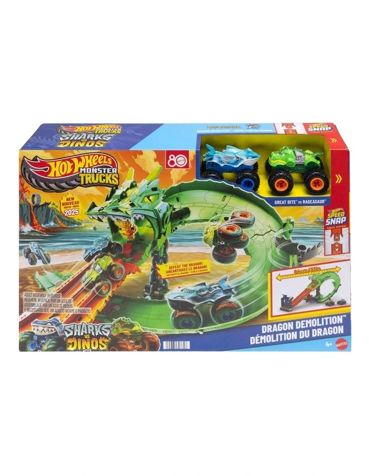 Monster Trucks Sharks vs. Dinos Dragon Destruction Playset image 1