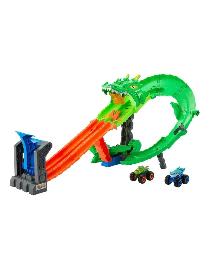 Monster Trucks Sharks vs. Dinos Dragon Destruction Playset image 2