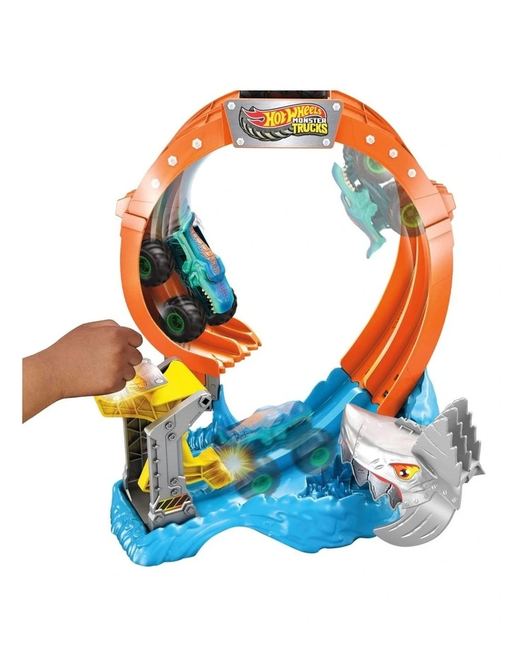 Monster Trucks Corkscrew Shark Smash Track Set & Mega-Wrex Toy Truck image 3