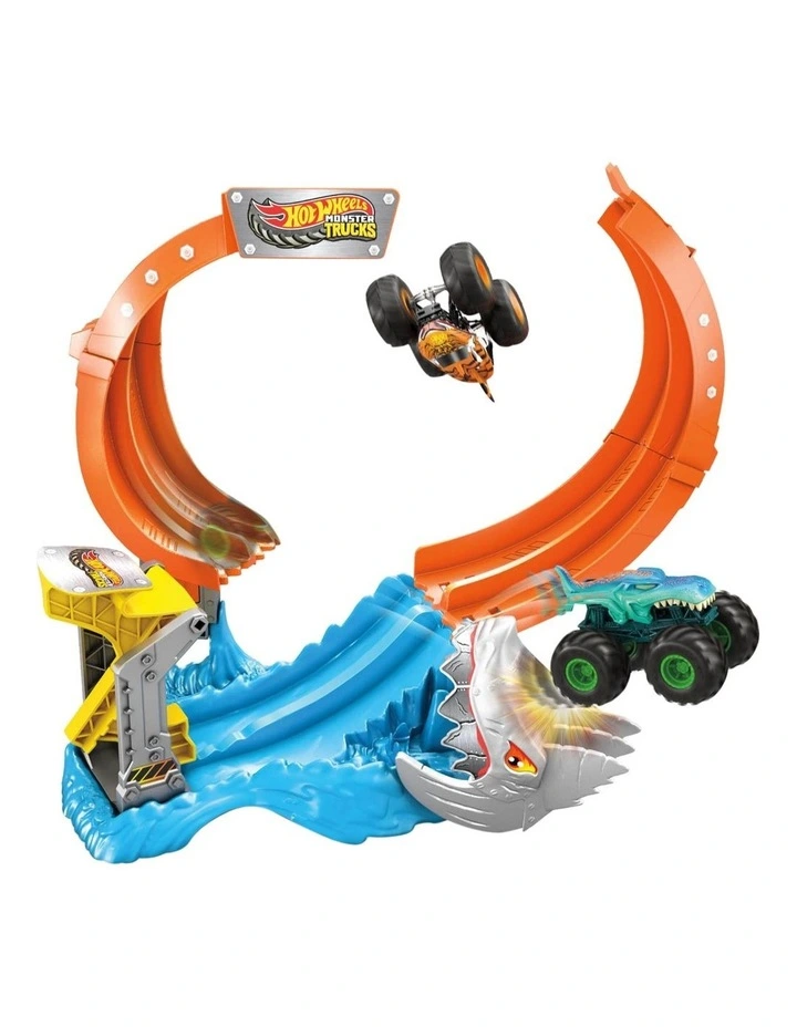 Monster Trucks Corkscrew Shark Smash Track Set & Mega-Wrex Toy Truck image 4
