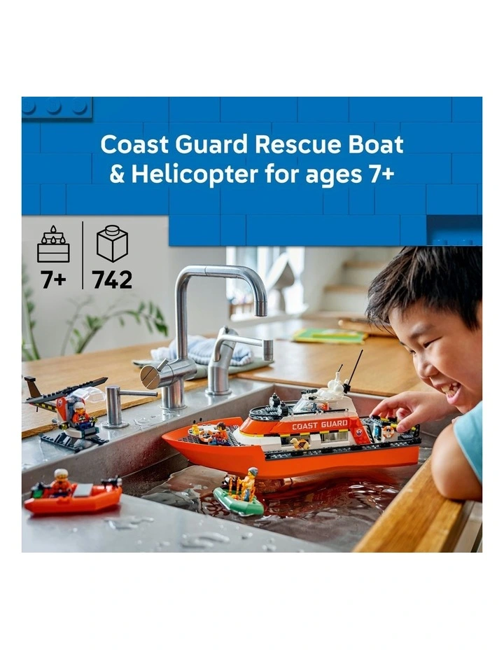 City Coast Guard Rescue Boat And Helicopter 60504 image 2