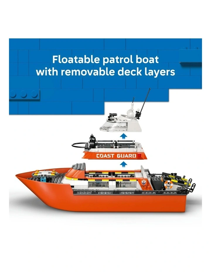 City Coast Guard Rescue Boat And Helicopter 60504 image 3