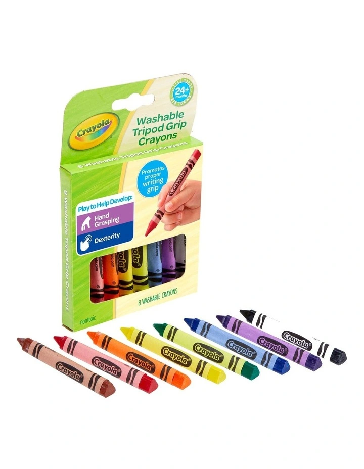 8ct Washable Tripod Grip Crayons image 3