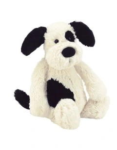 Bashful Black And Cream Puppy Toy