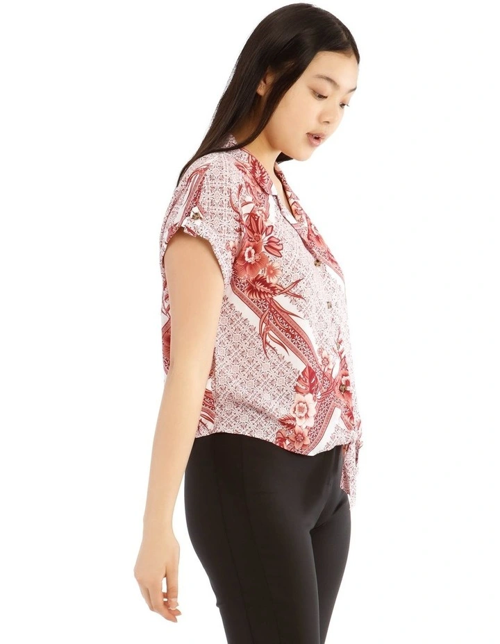 Tie Front Short Sleeve Shirt image 2