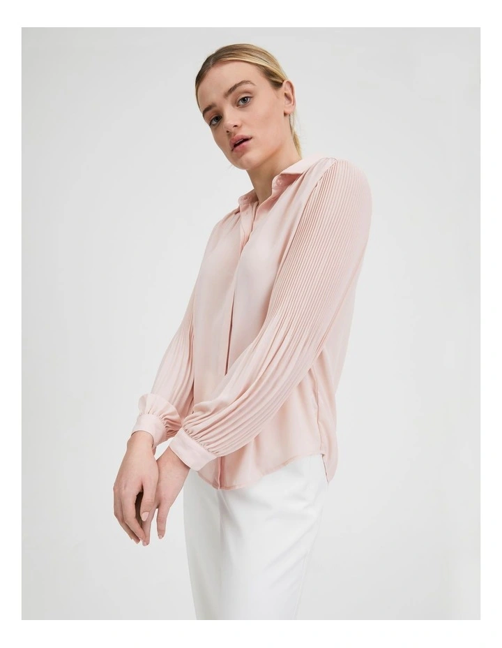 Blouson Pleat Long Sleeve Shirt image 5