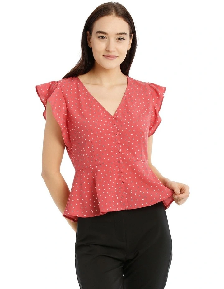 Button Up Flutter Sleeve Top image 1