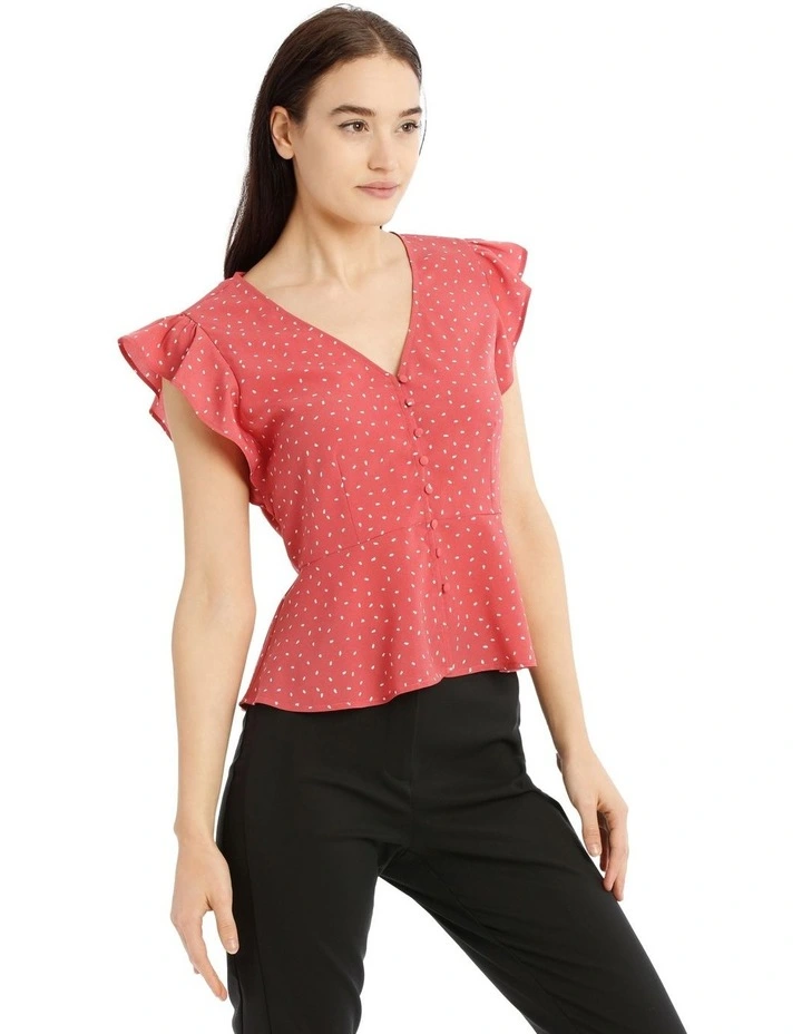 Button Up Flutter Sleeve Top image 2