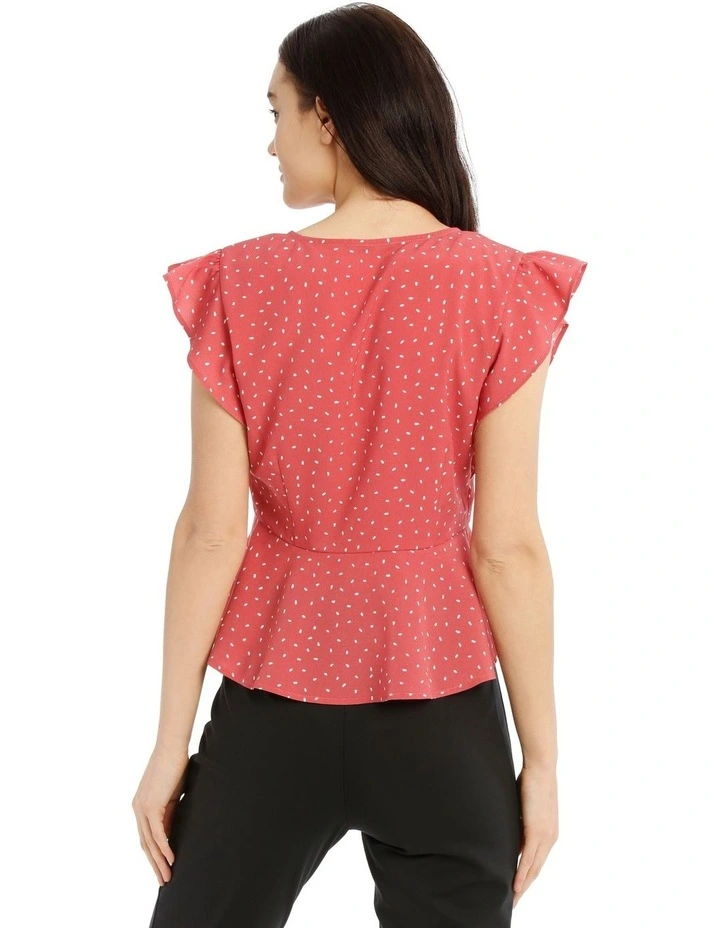 Button Up Flutter Sleeve Top image 3