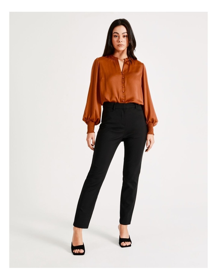 Helene Cotton Sateen High Rise Full Length Pants Black