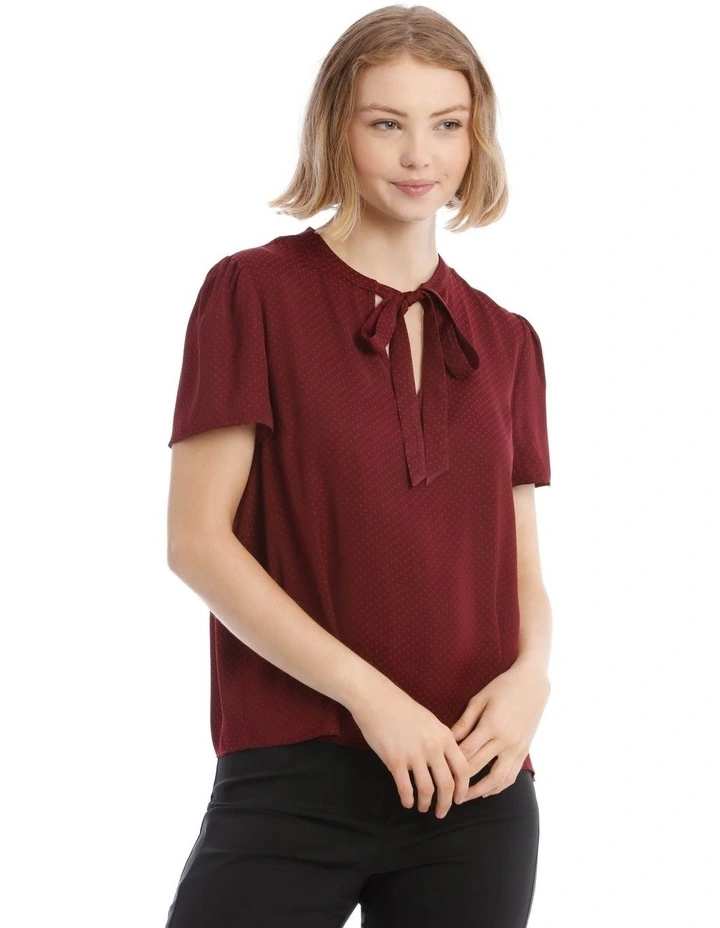 Pussy Bow Short Sleeve Blouse image 1