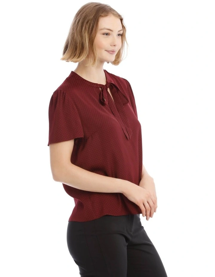 Pussy Bow Short Sleeve Blouse image 2
