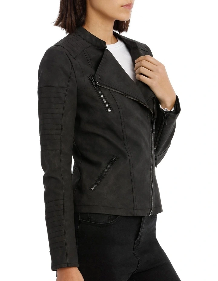 Ava faux leather biker jacket clearance