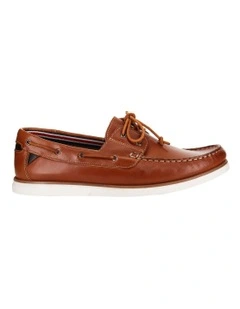 Brighton Leather Boat Shoe in Cognac