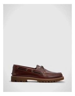 2 Eye Lug Boat Shoe in Deep Mahogany Leather Smooth