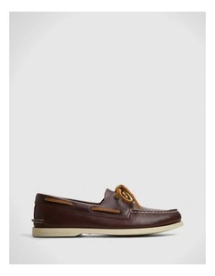 A/0 2 Eye  Boat Classic Brown Leather Smooth