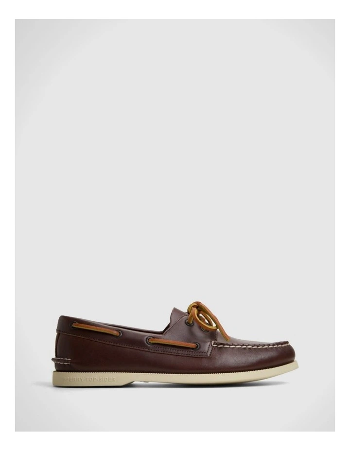A/0 2 Eye Boat Classic Brown Leather Smooth image 1