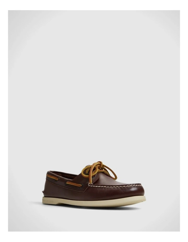 A/0 2 Eye Boat Classic Brown Leather Smooth image 2
