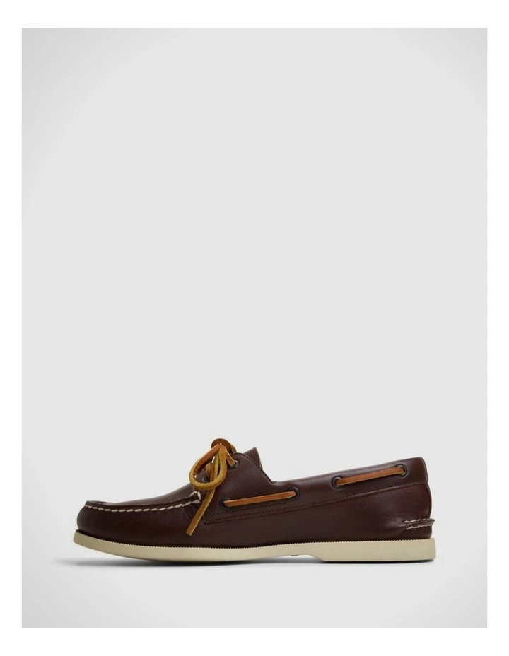 A/0 2 Eye Boat Classic Brown Leather Smooth image 3