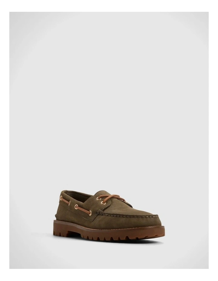 A/O 2 Eye Lug Boat Olive Leather Nubuck Smooth image 2