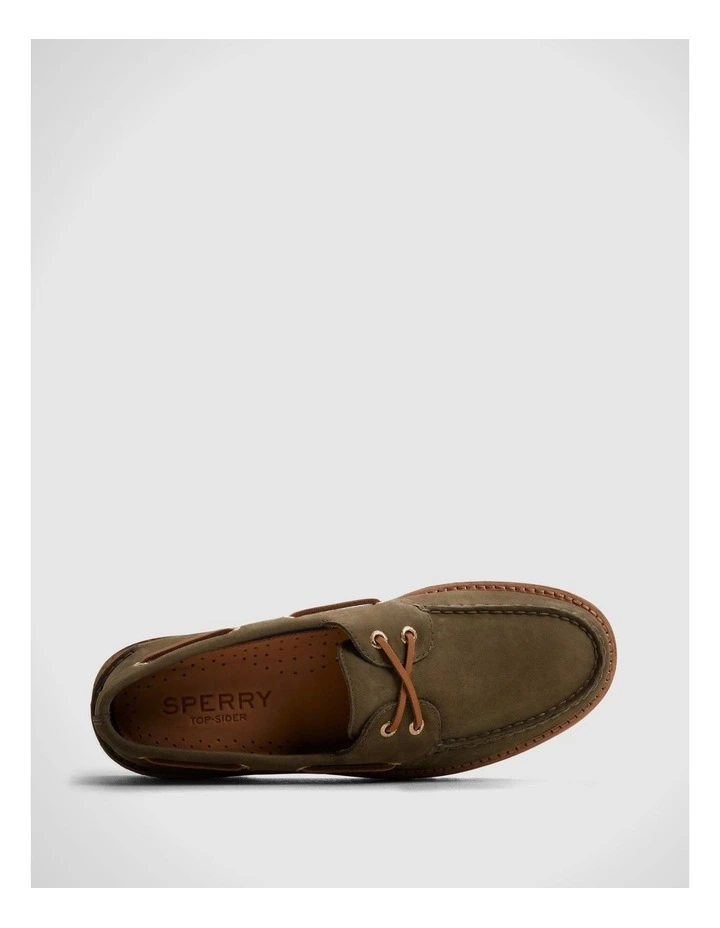 A/O 2 Eye Lug Boat Olive Leather Nubuck Smooth image 4