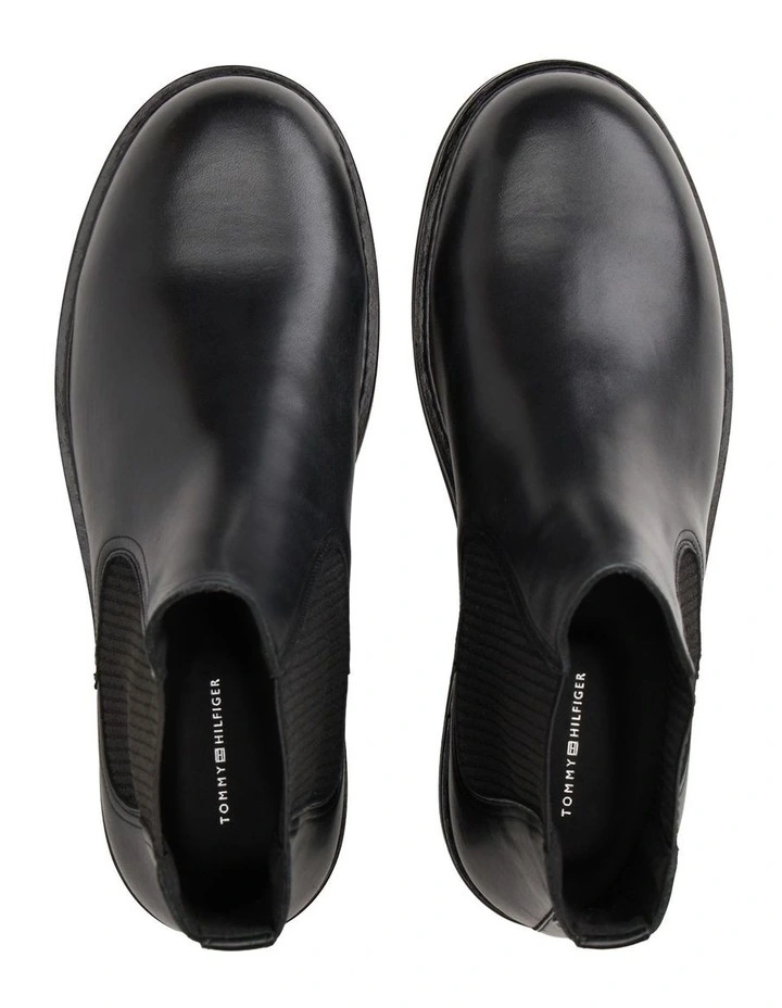 Lightweight Leather Chelsea Boots in Black image 3