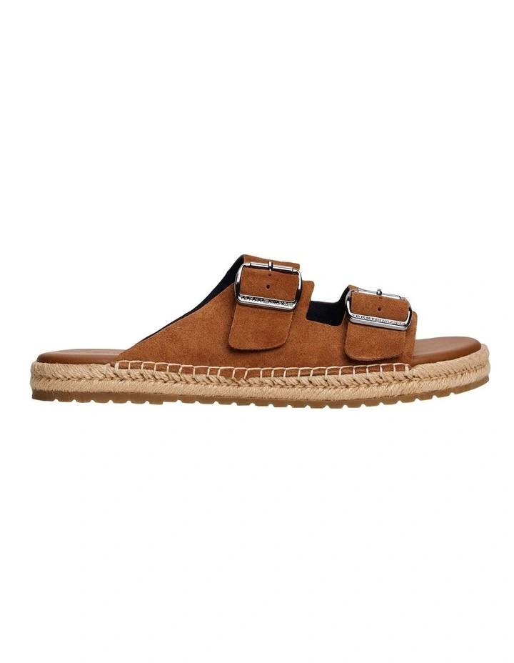 Flex Jute Suede Sandal Slides in Tan image 1