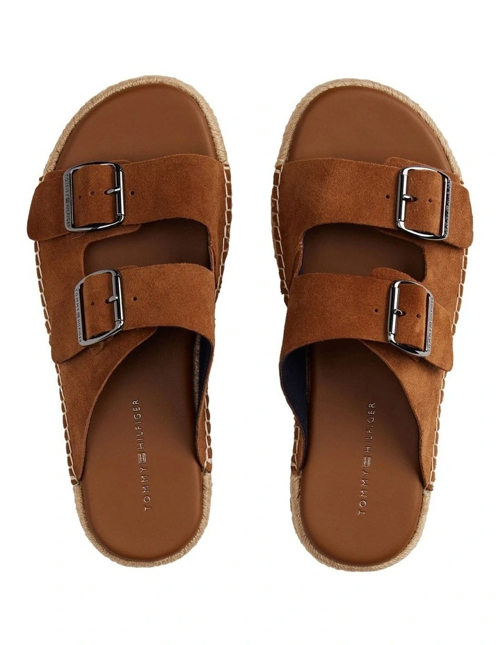 Flex Jute Suede Sandal Slides in Tan image 2