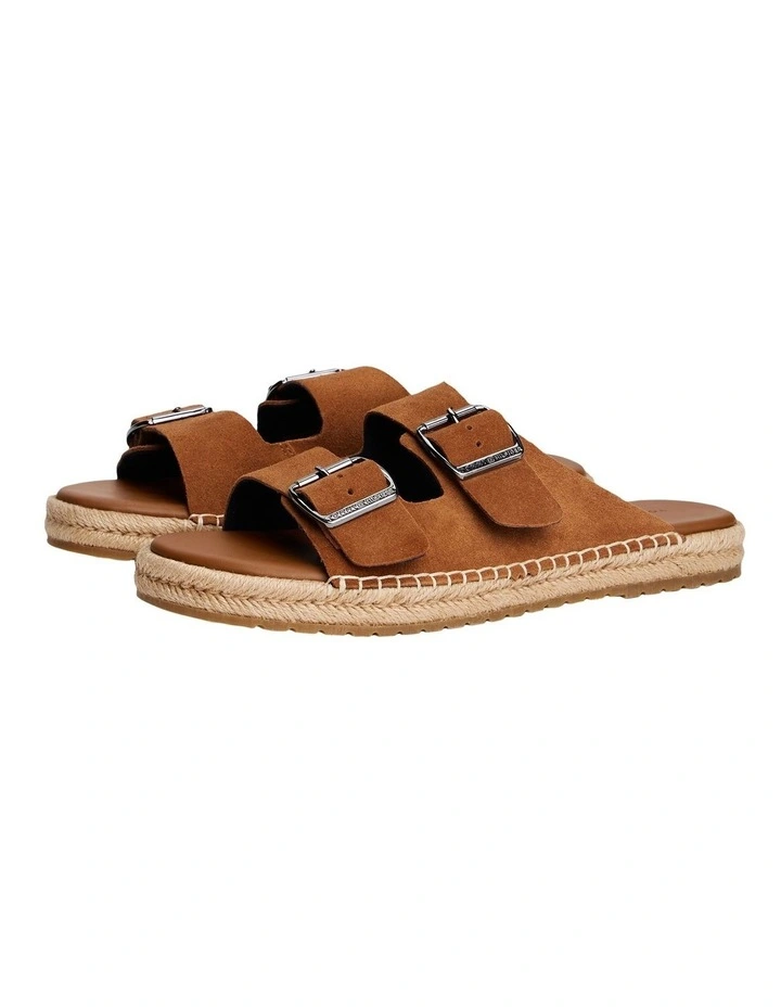 Flex Jute Suede Sandal Slides in Tan image 6