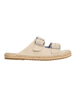 Flex Jute Suede Sandal Slides in Beige