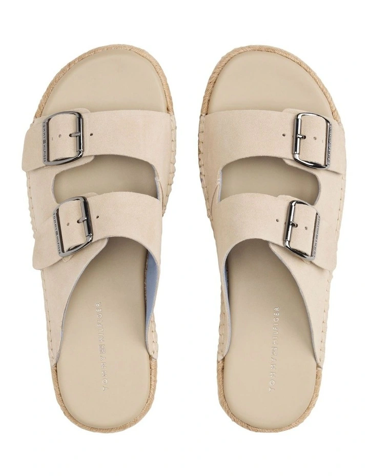 Flex Jute Suede Sandal Slides in Beige image 2