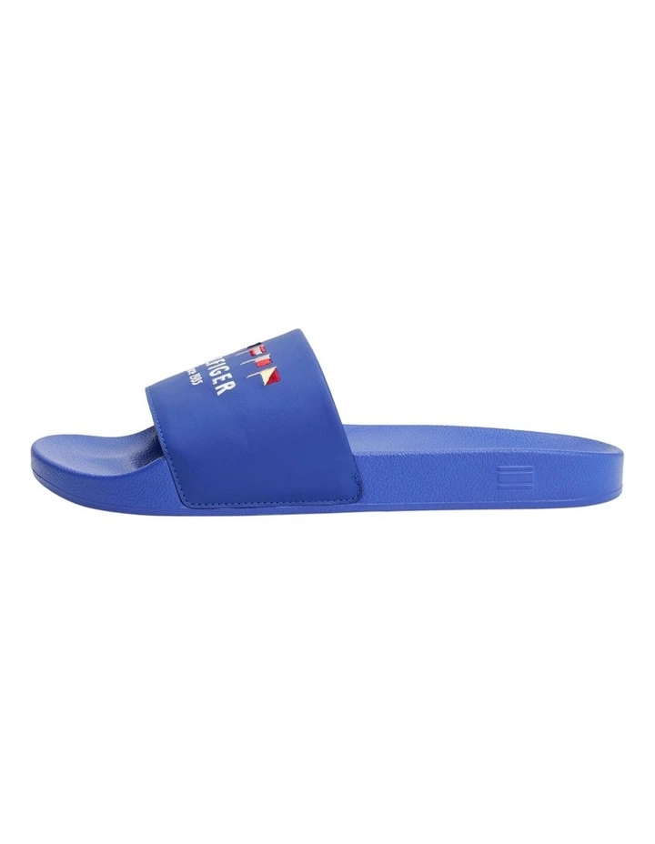Flag Embroidery Pool Slides in Blue image 2