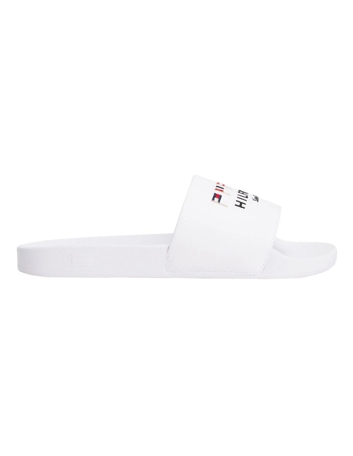 Flag Embroidery Pool Slides in White image 1