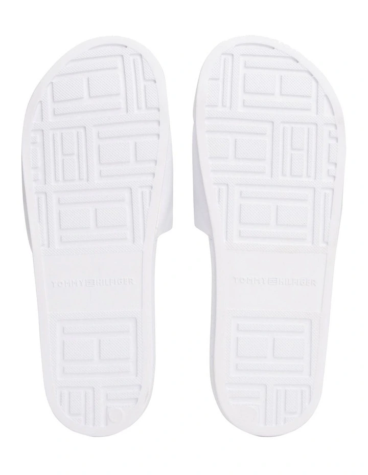 Flag Embroidery Pool Slides in White image 6