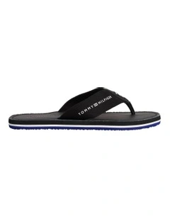 Warren Leather Beach Slides in Black