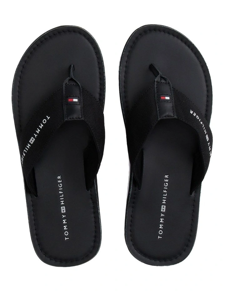 Warren Leather Beach Slides in Black image 2