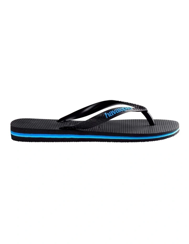 Rubber Logo Thongs in Black/Blue image 2