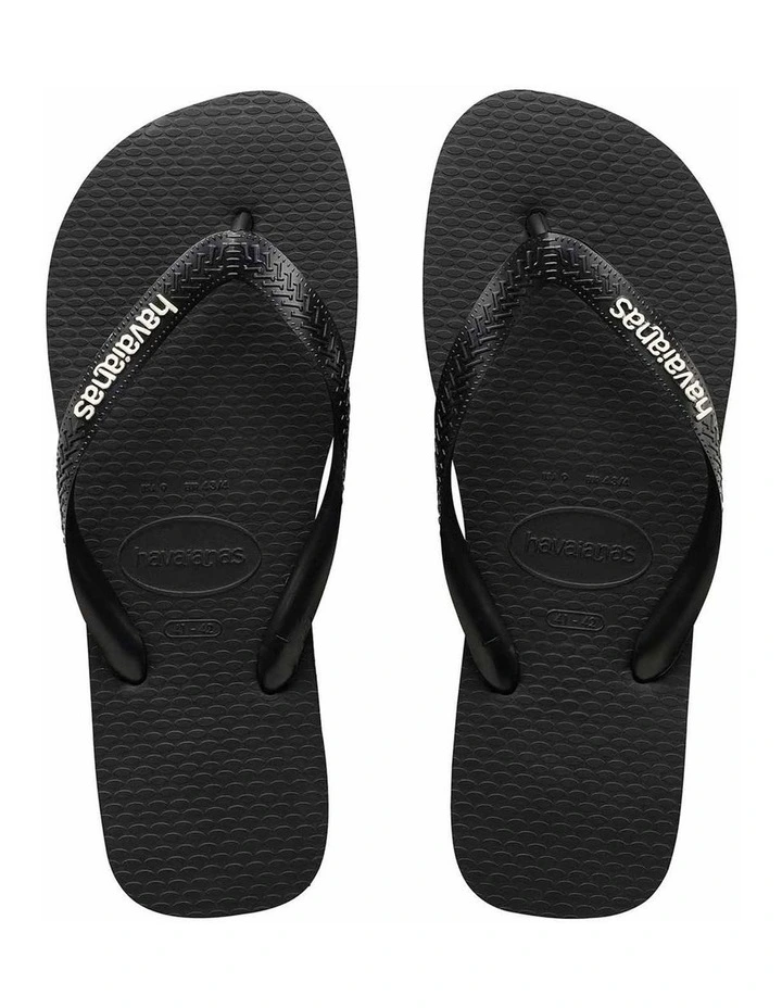 Rubber Logo Thongs in Black image 3