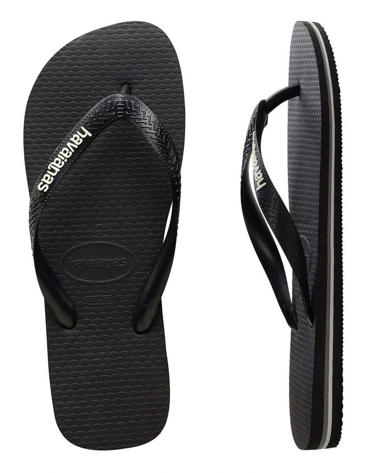 Rubber Logo Thongs in Black image 4