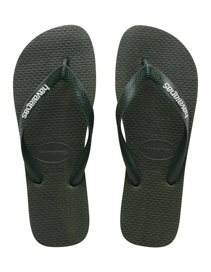 Rubber Logo Thongs in Olive Green image 3