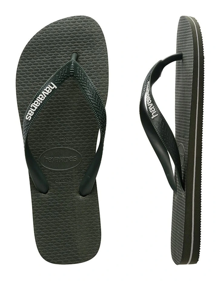 Rubber Logo Thongs in Olive Green image 4